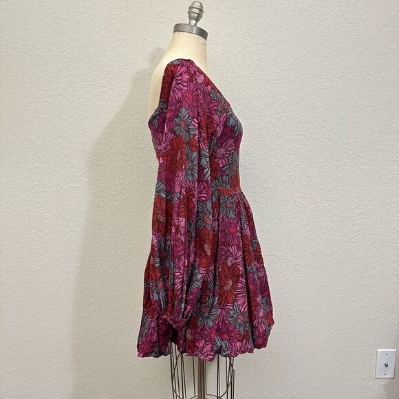 KARIELLA Puff Sleeve and Hem Mini Dress in Multi Floral Print Square Neck - Picture 9 of 14
